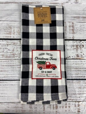 18 x 28 inch Cotton Christmas Towel by Design Imports Farm Fresh Trees Red Truck-image