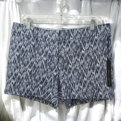 Willi Smith Shorts Woman 10 Blue White Print Casual Summer Stylish Comfortable-image