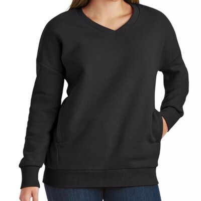 Member's Mark Womens Black V-Neck Cozy Sweatshirt with Pockets -image
