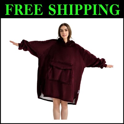 Cozy Oversized Sherpa Blanket Hoodie with Giant Pocket - Perfect Gift for All-image
