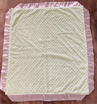 Cozy Woozy Green Puff Dots With Satin Silver Silk Edge Baby Blanket 38.5”+33.5”-image