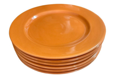 PIER 1 BOHEMIAN RUST ORANGE IRONSTONE DINNER PLATES 10¼