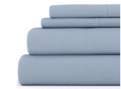Becky Cameron Sheet Set King Hypoallergenic Flannel Cotton Light Navy (4-Piece)-image