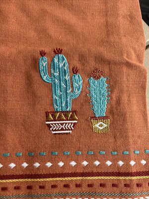 Design Imports Embroidered Cactus Kitchen Towel lot of 2 table linens-image
