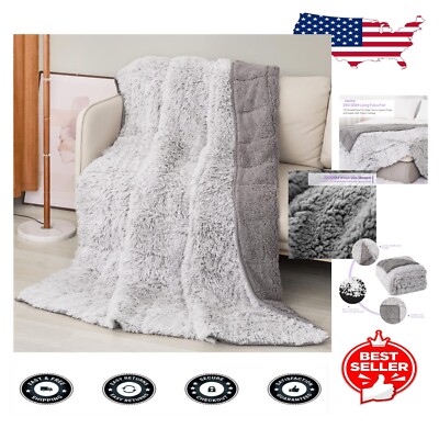 Reversible Cozy Faux Fur Weighted Blanket Twin - Perfect for Winter Relaxation-image