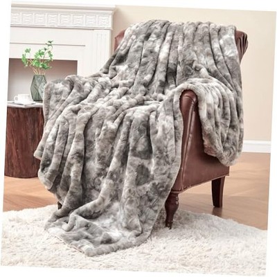  Oversized Faux Fur Blanket, Super Soft Cozy Blanket, 60