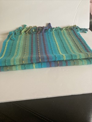 Pier 1 Multi Striped Placemats With Fringe Set Of 2 Colorful Approx 14”x20” Boho-image