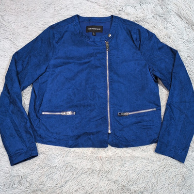 WhoWhatWear Jacket Womens L Blue Zip Up Soft Cozy Comfort Pockets Lightweight-image