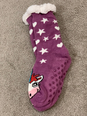 Unicorn STARS Womens Sherpa Socks Print Fleece Lined Thick Cozy Non Skid Slipper-image