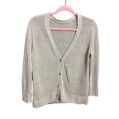 100% Linen Light Green Mint Cardigan Casual Y2K Small Cozy Comfort Womens-image