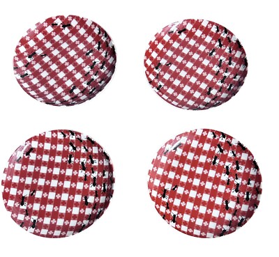 Pier 1 Picnic Gingham Red Plaid Ants Dessert Snack Plates Set Of 4 6.5