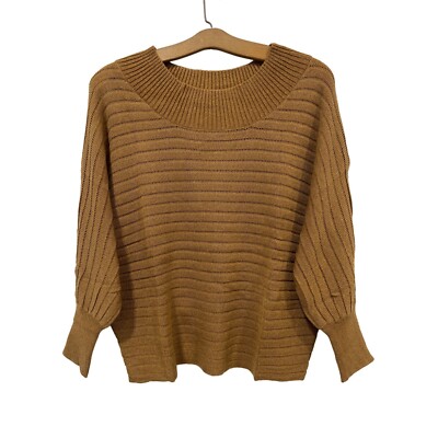 Peach Love Crewneck Pullover Sweater Womens M Mocha Acrylic Blend Cozy Knit-image