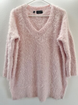 Venus Light Pink Fluffy Medium 3/4 Length Sleeves V Neck Soft Cozy Faux Fur-image