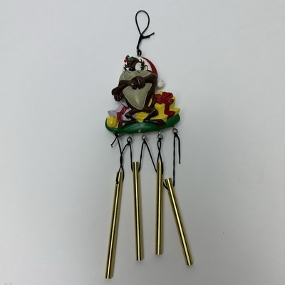 Vintage 1997 Looney Tunes Christmas Santa Taz Tazmanian Devil Wind Chime-image