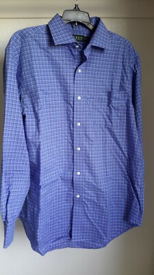 Lauren Ralph Lauren Non-Iron Mens Size 16 1/2 34/35 Long Sleeve Plaid Shirt-image