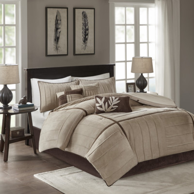 BEAUTIFUL ULTRA SOFT MODERN TAUPE BEIGE CASUAL BROWN TAN COZY COMFORTER SET -image
