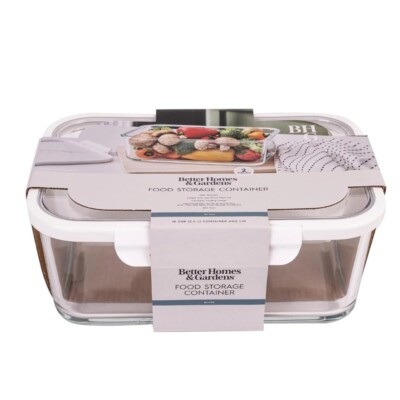 Better Homes & Gardens 10Cup Rectangle Glass Food Storage Container Tritan Lid-image