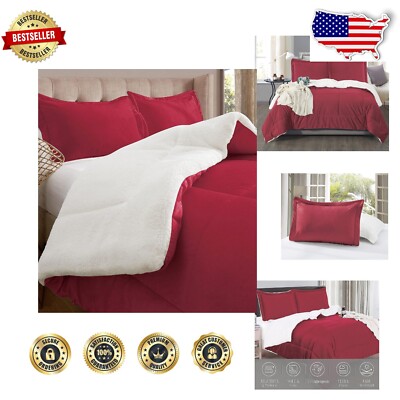 Cozy Heavyweight Down Alternative Comforter Set - Full Size, Flaming Burgundy-image