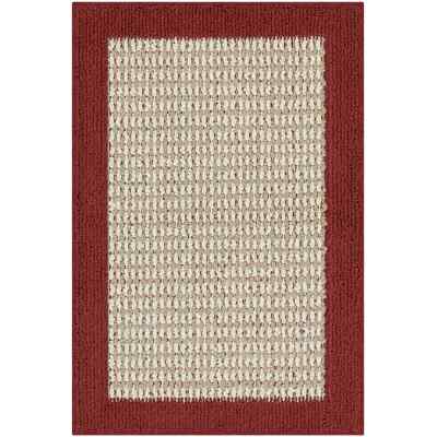 Mainstays Farmhouse Faux Sisal Olefin Red Border Indoor Accent Rug, 1'8