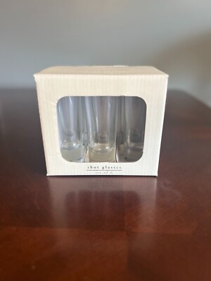 Set Of 6 Pier 1 Imports Shot Glasses Clear Elegant Design-image