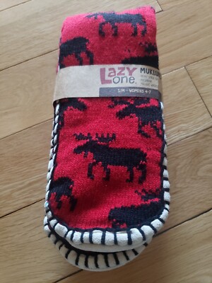 LazyOne Knitted Slipper Socks for Women, Classic Moose. S/M 4-7. Cozy Pampering.-image