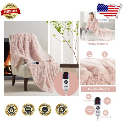 Soft Faux Fur Electric Blanket 50x60 - Adjustable Heat & Cozy Comfort for Winter-image