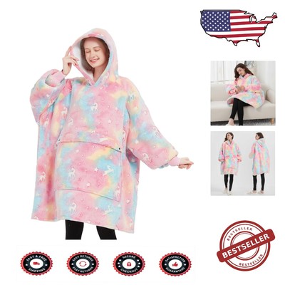 Cozy Adult Glow in the Dark Sweatshirt Blanket Hoodie with Pockets - Warm Gift-image