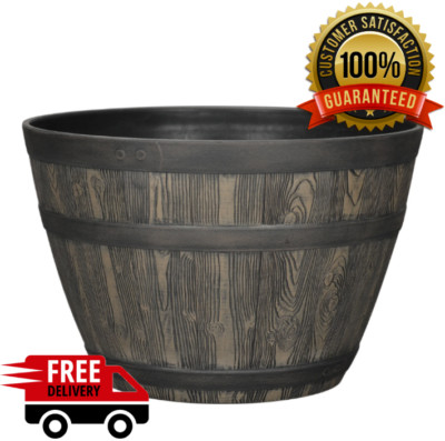 Better Homes & Gardens Whiskey Barrel Brown Resin Planter, 19.9