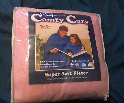 NEW PINK Comfy Cozy fleece blanket with sleeves still in plastic pack -image