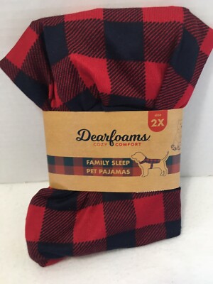 New Dog Christmas Dearfoams Cozy Comfort Red & Blue Buffalo Check Pet Pajamas 2X-image