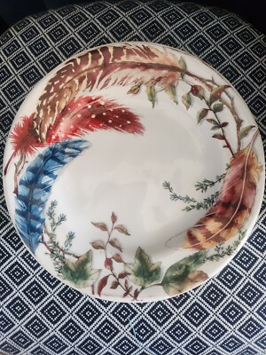 One (1) Pier 1 Imports Ironstone Feather Branch Salad Plate 8 3/4”-image