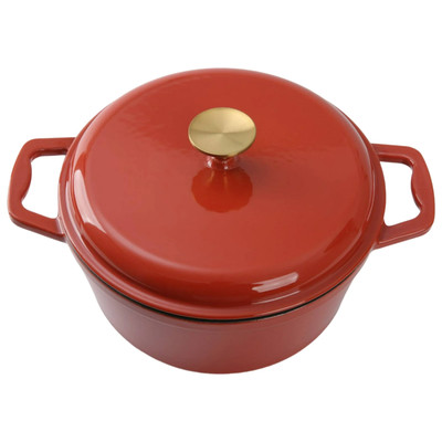 Mainstays 4.75qt Ceramic Enamel Cast Iron Dutch Oven Red with Lid-image