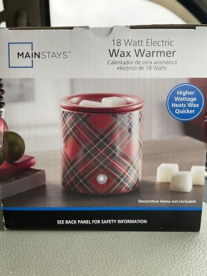 Mainstays 18 Watt Electric Red / Green Plaid Christmas Ceramic Wax Warmer-image