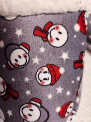Ladies Size 6  Cozy Sherpa Fleece Slippers with Emoji Snowmen Slip ons Brand New-image