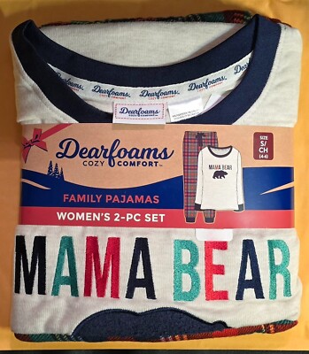 Dearfoams Cozy Comfort Women's 2 Piece Set Mama Bear Plaid Small-image
