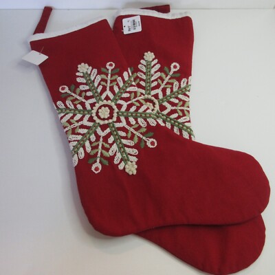 2 Pier 1 Imports Red White Green Snowflake Design Christmas Stocking-image