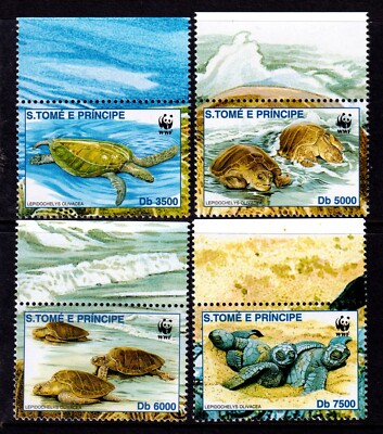 St. Thomas & Prince Islands 2001 Turtles WWF Complete Mint MNH Set SC 1400-1403-image