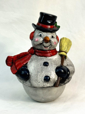 Vintage Ceramic hand painted Frosty the Snowman musical wind up base figurine-image