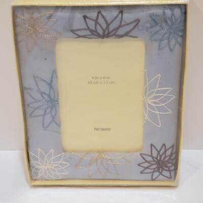 Retired Pier1 Imports 4x6 Embroidered Flowers Fabric Desk Frame w/ Box READ-image