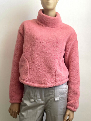 Pink Fluffy Cozy Sweater Pullover Cowl Neck Long Sleeve Women's Size S-image