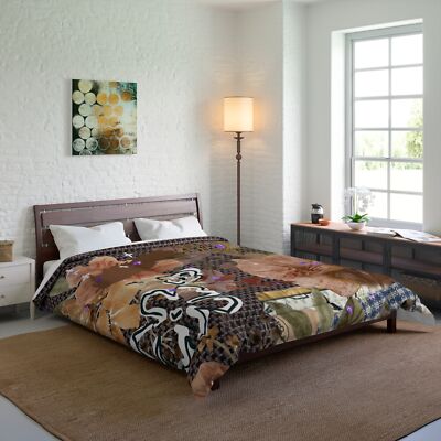 Boho Floral Comforter, Cozy Bedding, Chill Room Vibe QUILT BLANKET DOONA-image