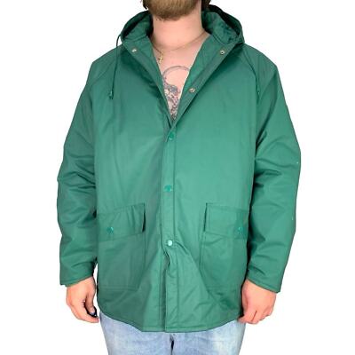 Vintage Quilted PVC Green Rain Jacket -image