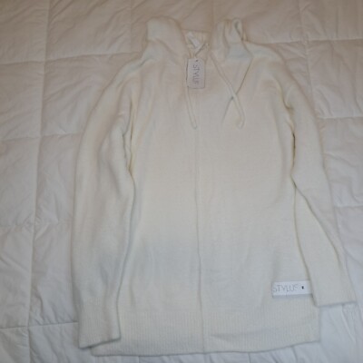 Hooded Soft Plush Stylus Cozy Sweater Snowdrift JcPenny Size Medium-image