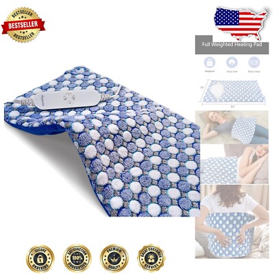 Large 12x24 Weighted Heating Pad with Quick Heat & Timer - Cozy Comfort Gift-image