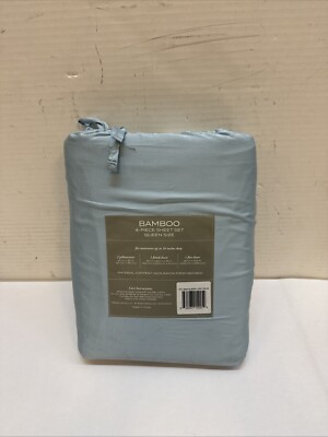 Becky Cameron Sheet Set Solid Color 300 Thread Count Modern Light Blue Queen-image