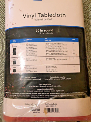 NEW Mainstays  Red/Wexler 70 inch Round Vinyl Tablecloth - MANTEL DE VINILO RED-image