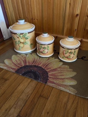 3 Pc. ceramic Flour, Sugar & Coffee CANISTERS Jay Imports -fruit  Newbury/Fruit-image