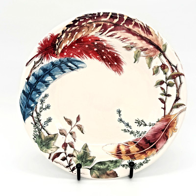 One (1) Pier 1 Imports Ironstone Feather Branch Salad Plate 8 3/4”-image