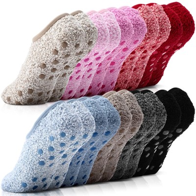 10 Pairs Cozy Winter Fuzzy Women Socks Fluffy Grip Slippers Non Skid Soft Win...-image