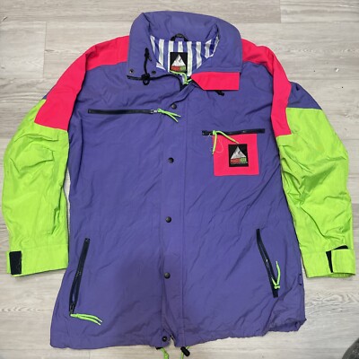 Vintage Powder Horn Mountaineering Jacket 90s 80s Neon Colors Size ML 42 Purple -image